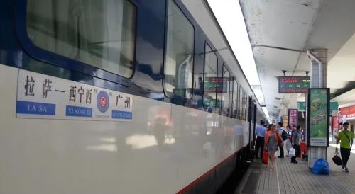 There is a slow train in Guangzhou. 4980 kilometers lasted 53 hours and ended in Lhasa. The scenery along way is beautiful.